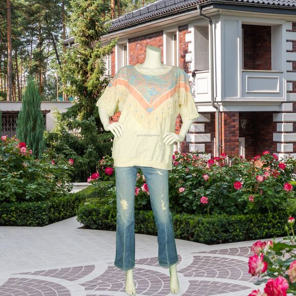 Vintage Fringed Western Southwestern Blouse XL - Picture 3 of 8